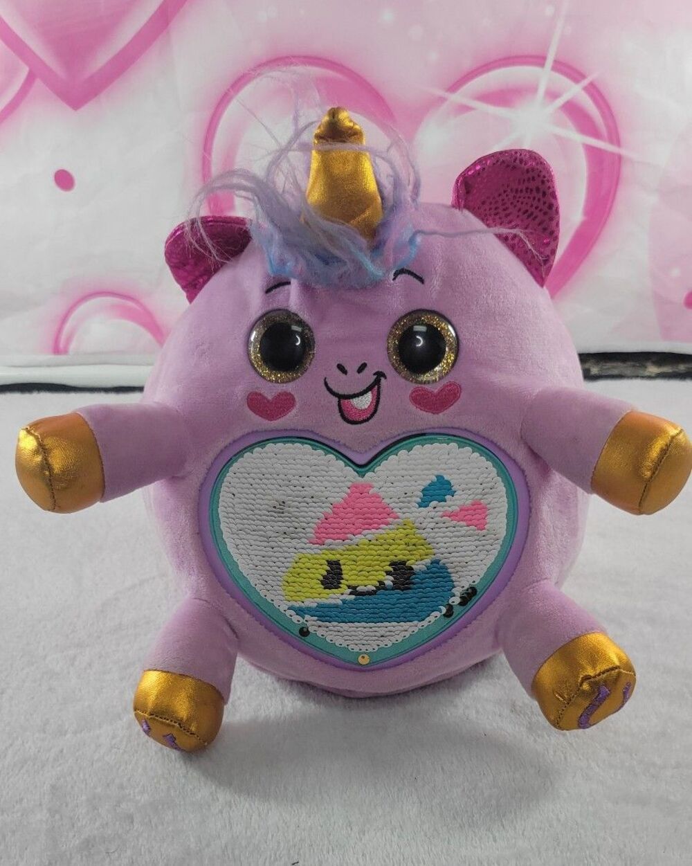 Zuru Rainbocorns Purple Poopcorn Surprise Plush Unicorn 9" Flippable Sequin